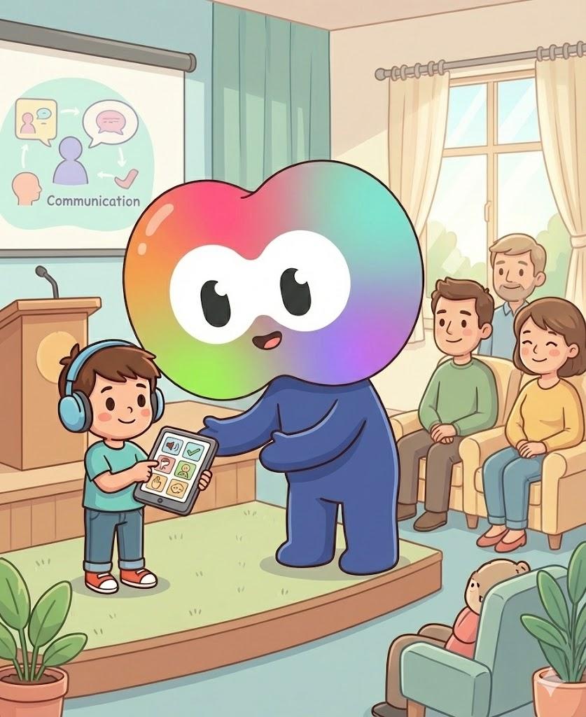 Therapist helping child with communication